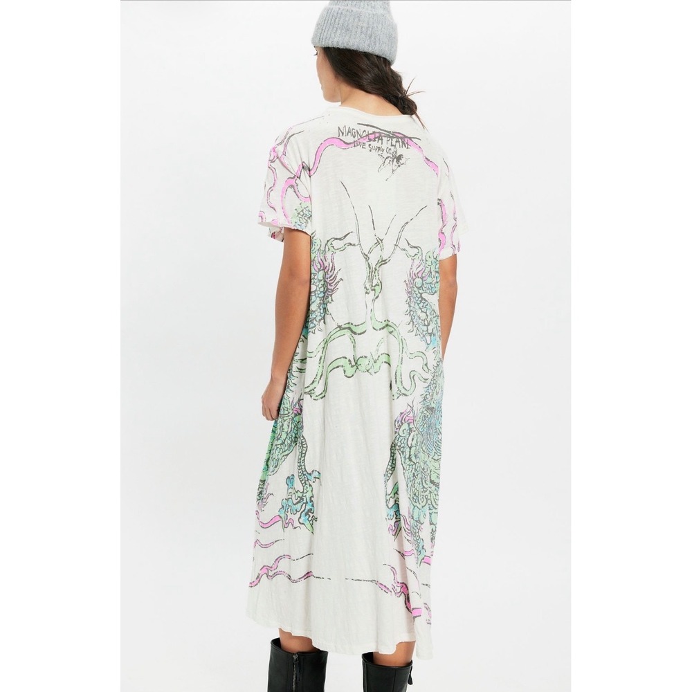 Magnolia Pearl Spirit Dragon T Shirt Dress SOLD OUT Short Sleeve Distressed NWT - Picture 2 of 3